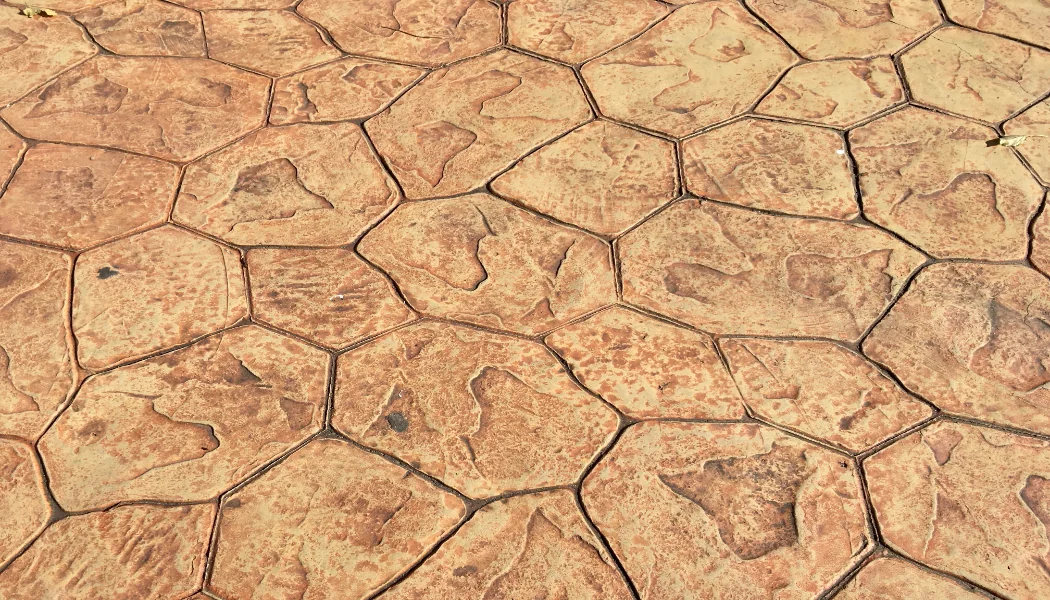 Stamped concrete patio showing decorative pattern and texture detail